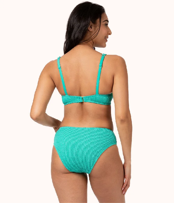 The Ruched Plunge Bralette: Aquamarine