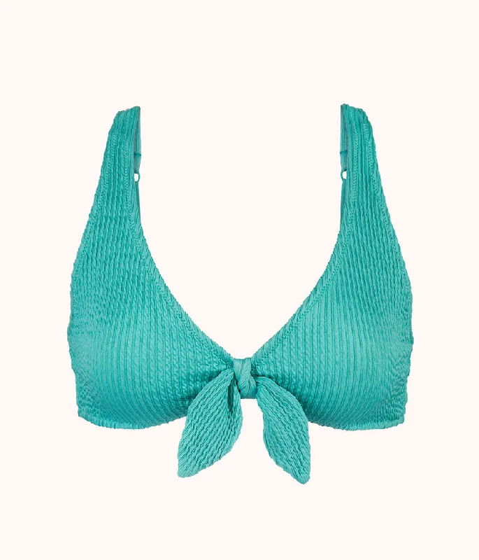 The Ruched Plunge Bralette: Aquamarine