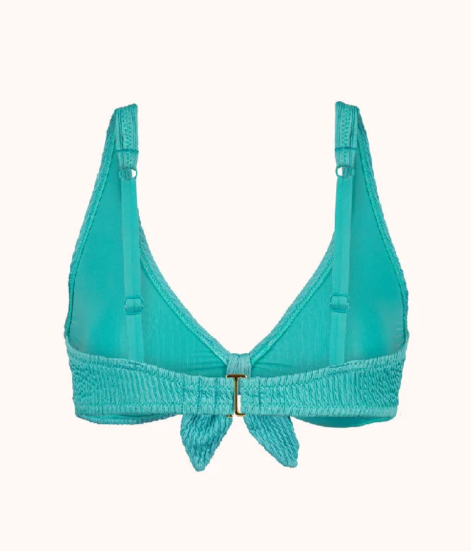 The Ruched Plunge Bralette: Aquamarine