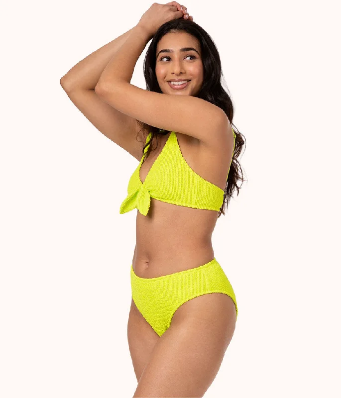 The Ruched Plunge Bralette: Electric Lime