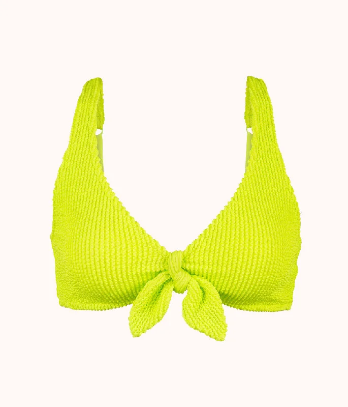 The Ruched Plunge Bralette: Electric Lime