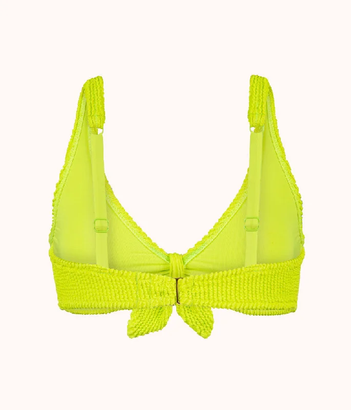 The Ruched Plunge Bralette: Electric Lime