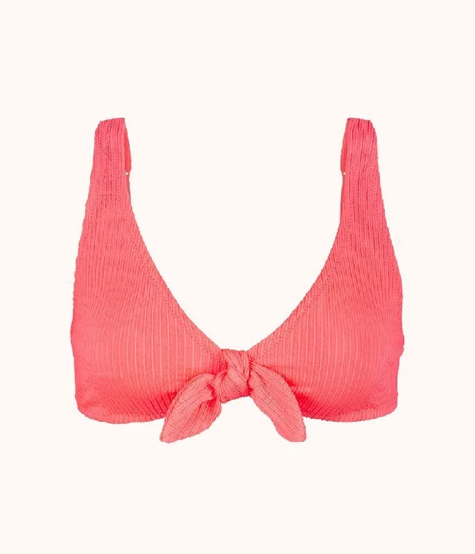 The Ruched Plunge Bralette: Electric Pink