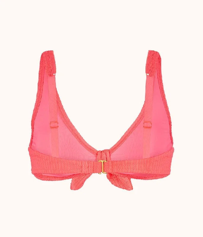 The Ruched Plunge Bralette: Electric Pink