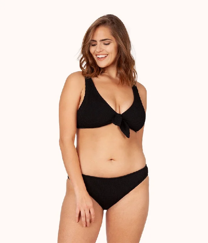 The Ruched Plunge Bralette: Jet Black