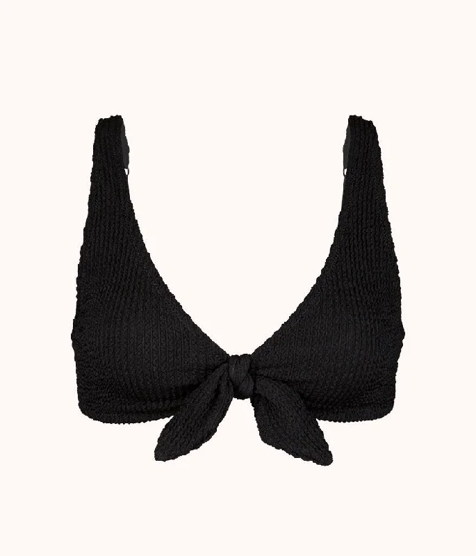 The Ruched Plunge Bralette: Jet Black