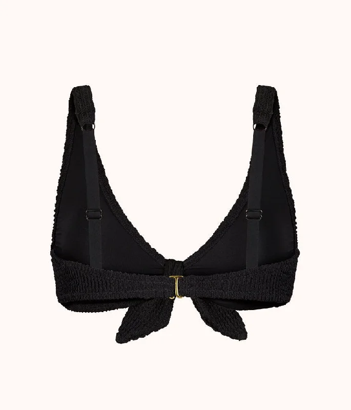 The Ruched Plunge Bralette: Jet Black