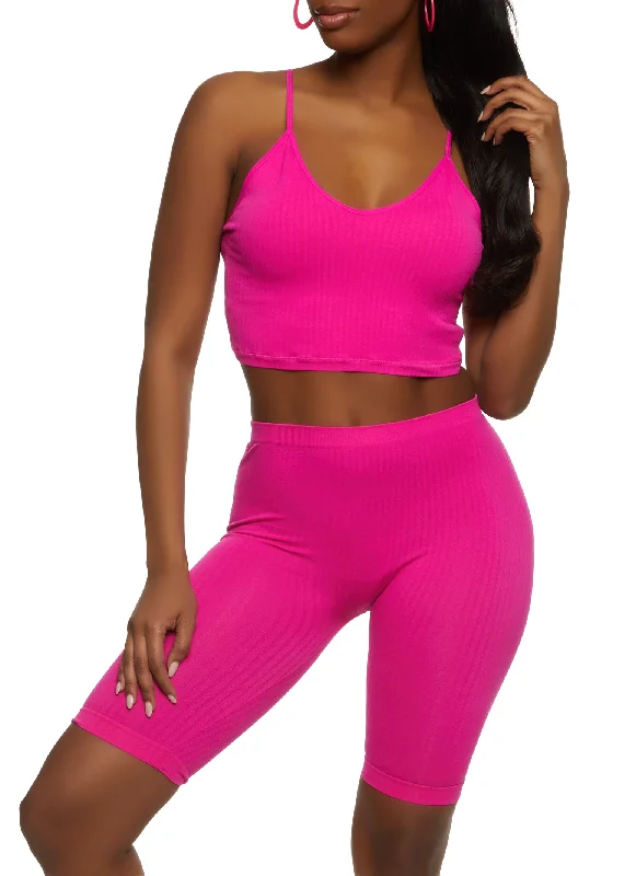 Seamless Ribbed Knit Cropped Cami