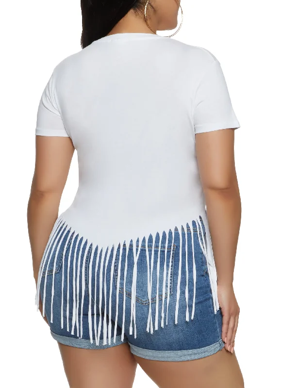 Plus Size Fringe Boss Queen Chic Foil Graphic Tee