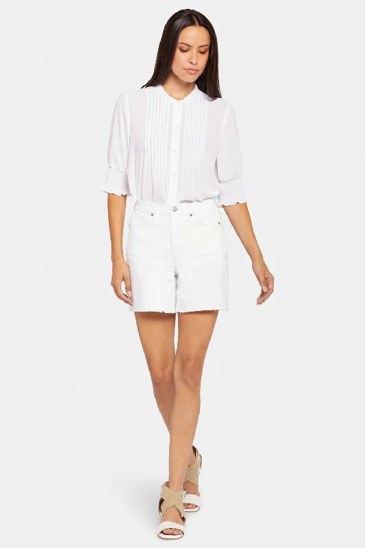 A-Line Denim Shorts - Optic White