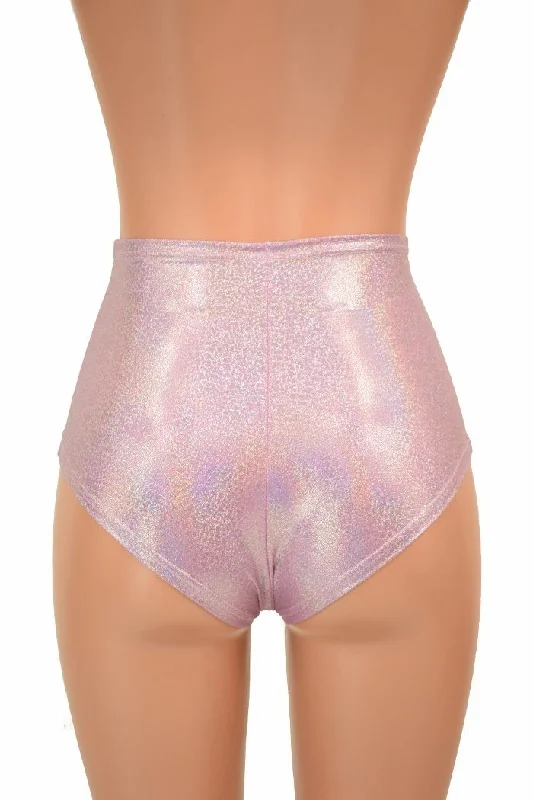 Lilac Holo Front Lace Up Siren Shorts