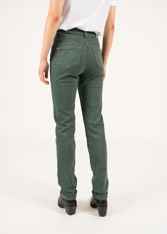 Patricia straight pants - elasticated waist, in stretch cotton (VEGETAL)