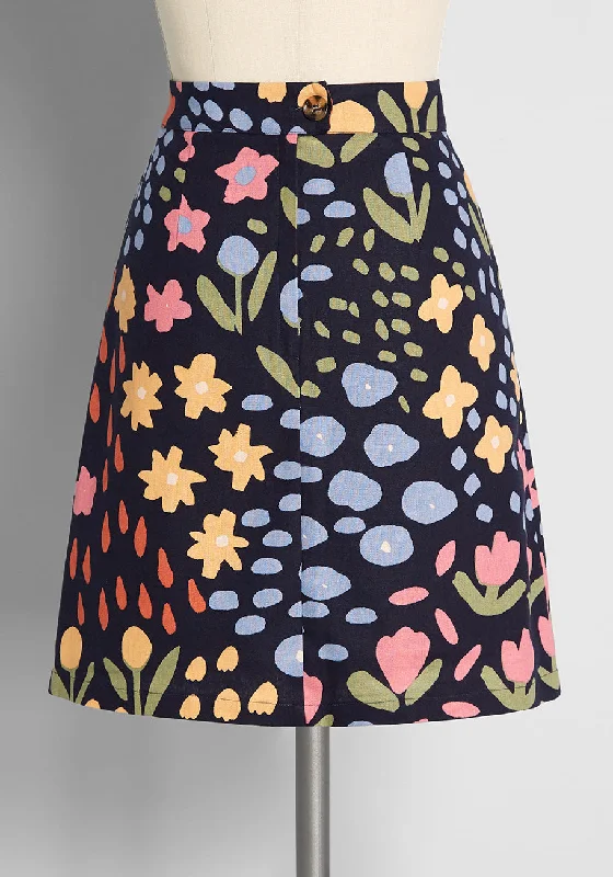 Abstract Flower Garden Mini Skirt