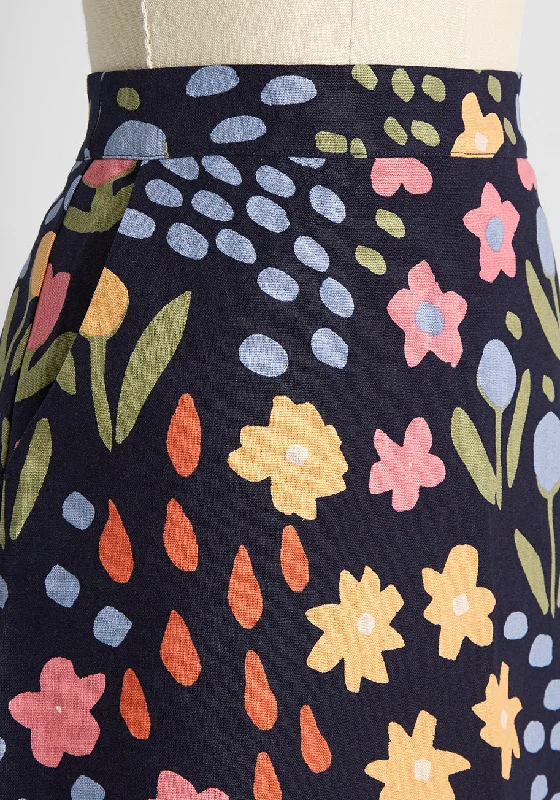 Abstract Flower Garden Mini Skirt