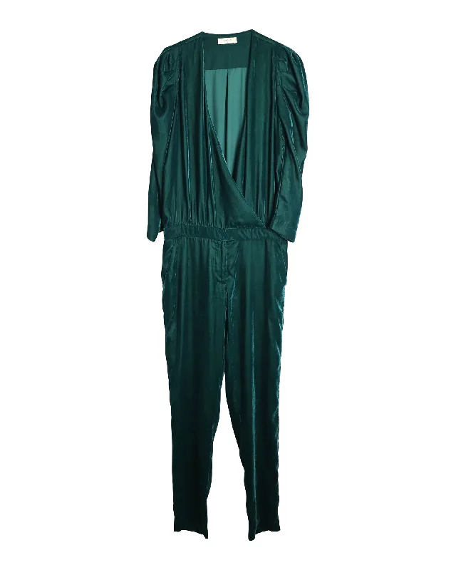 Ba&Sh Surplice Top Jumpsuit in Green Velvet