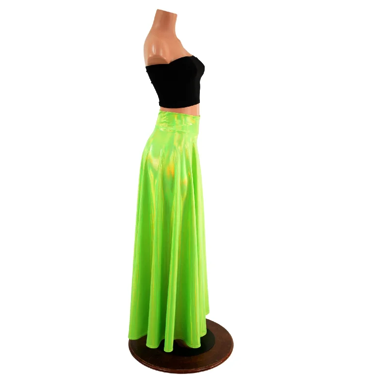 Lime Holographic Breakaway Maxi Skirt