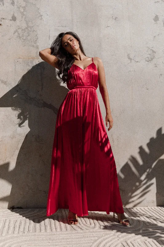 Eden Wide Leg Jumpsuit - Red