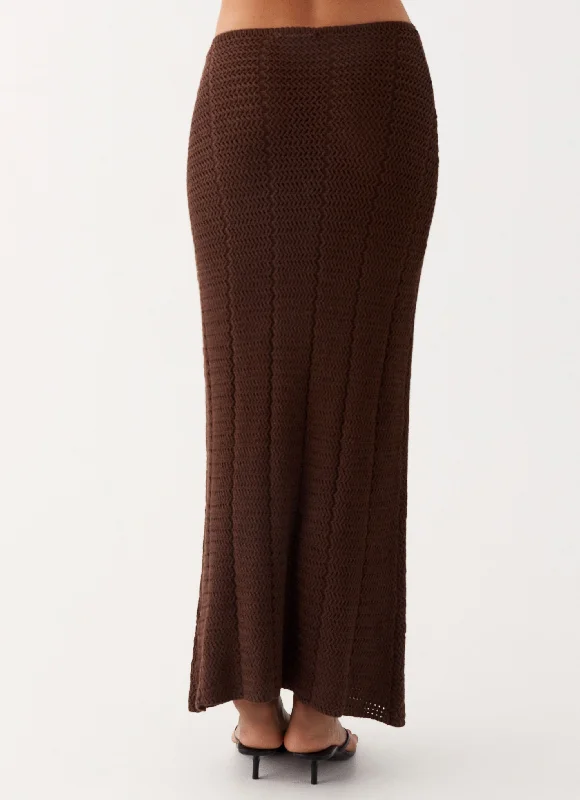 Kelcie Rose Crochet Maxi Skirt - Chocolate