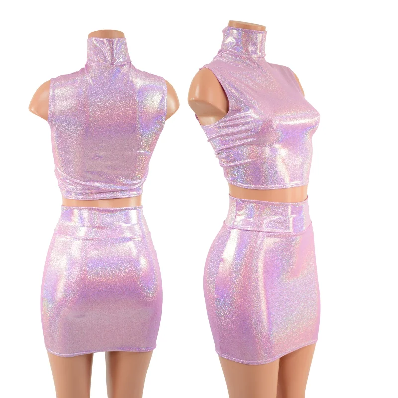 Lilac Crop Top & Bodycon Skirt Set