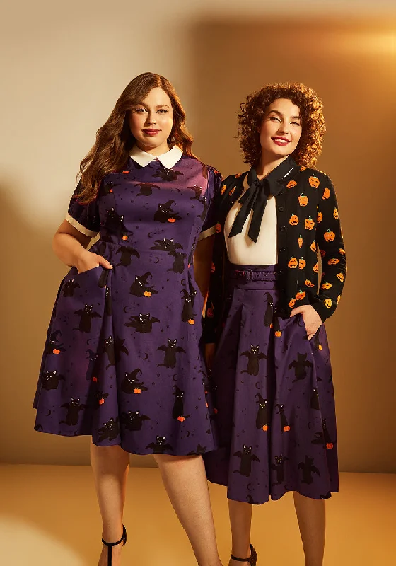 ModCloth x Collectif Cats-Only Costume Party Swing Skirt