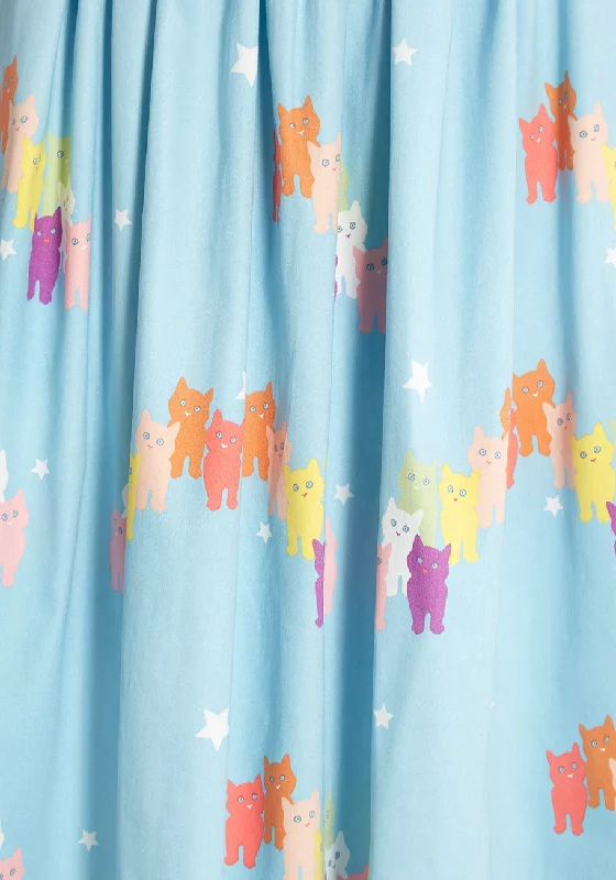 ModCloth x Collectif Rainbow Sky Kittens Swing Skirt