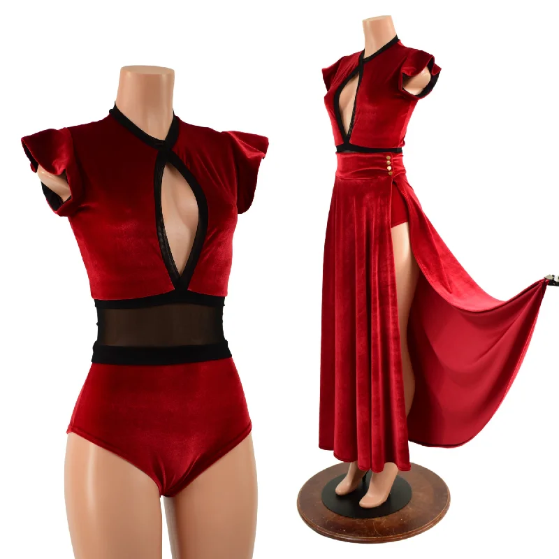 Red Velvet Romper & Break Away Skirt Set