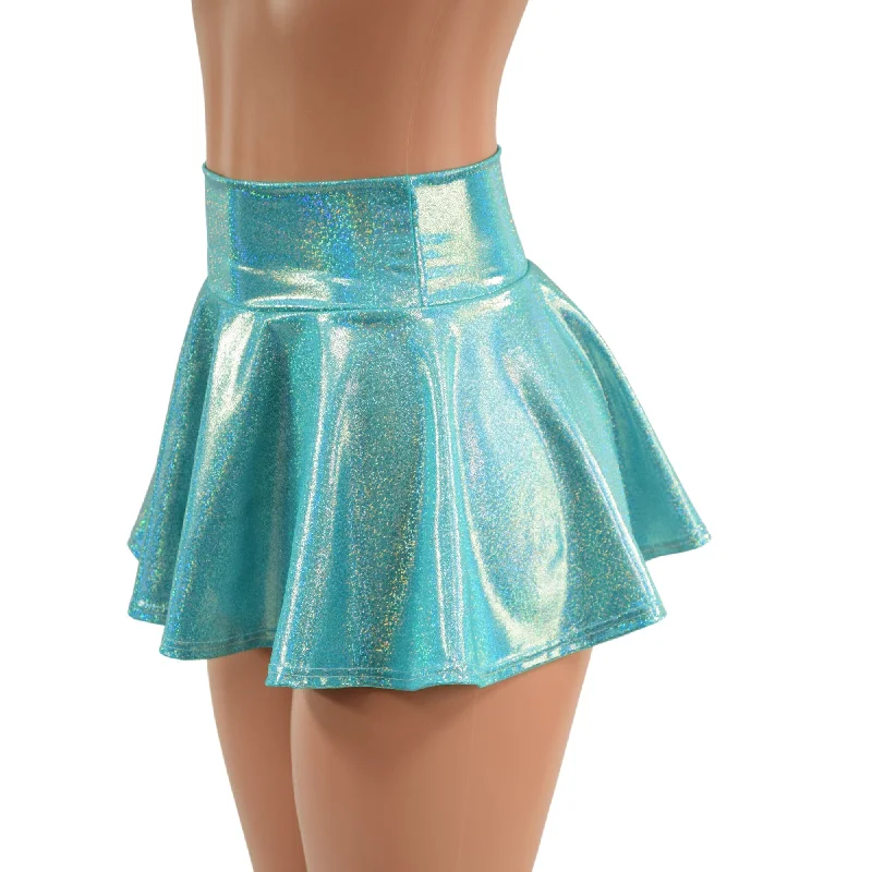 Seafoam Holographic Mini Rave Skirt