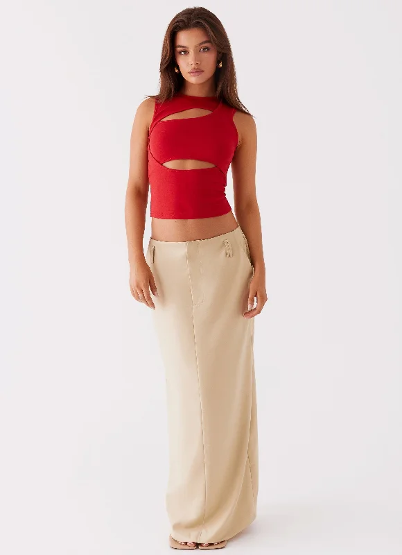 Stella Tailored Maxi Skirt - Beige