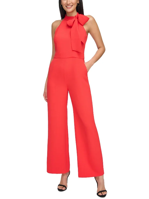 Womens Crepe Bow Jumpsuit