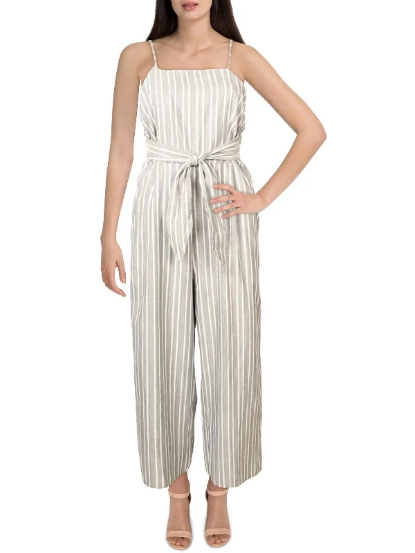 Womens Striped Tie Waist Jumpsuit